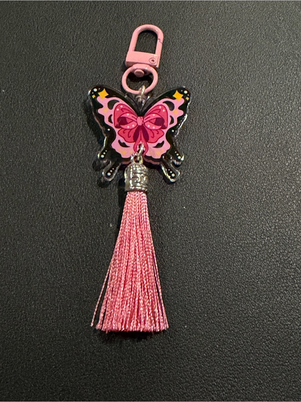 Pink Butterfly Tassel Keychain